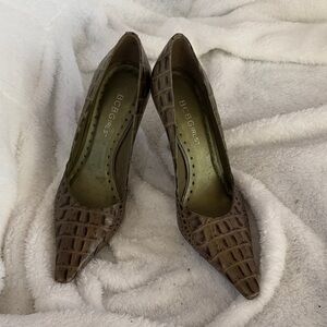 BCBGirls Crocodile Pattern Heels in Olive Green